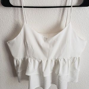 White ruffled cami top